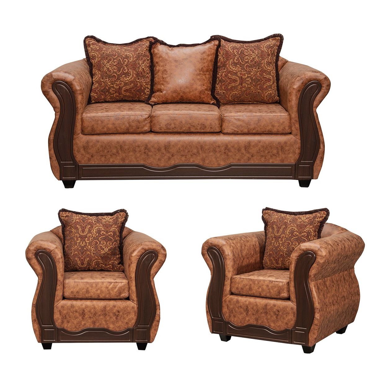 BLACK FACTORY - Juego de Living 3 1 1 Sofia PU Terracota