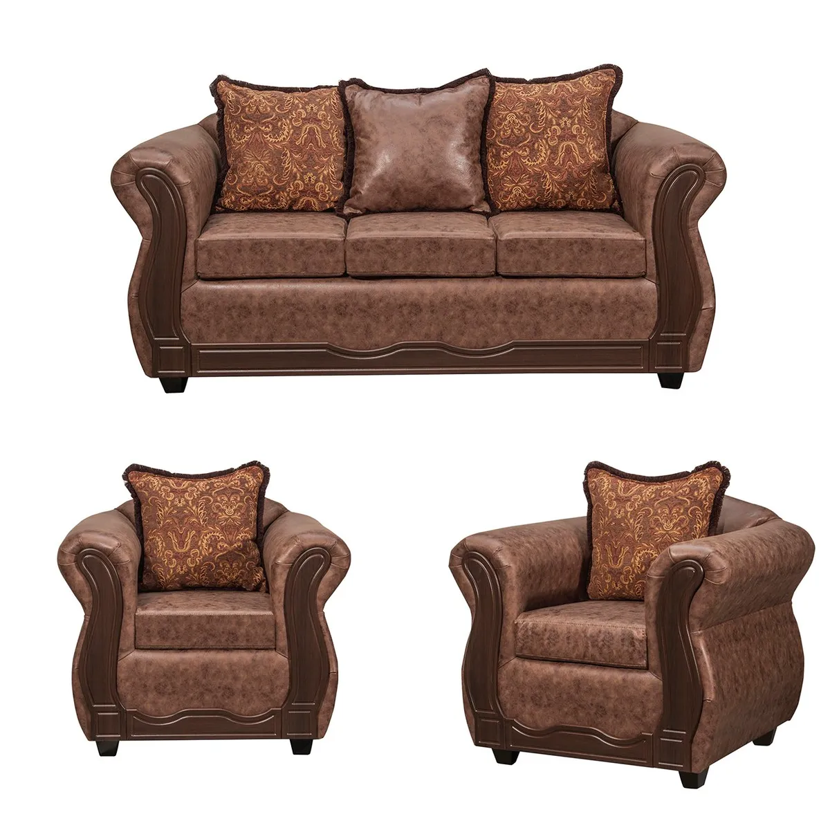 BLACK FACTORY - Juego de Living 3 1 1 Sofia PU Cafe