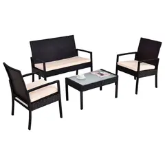 GENERICO - Juego terraza living 4 personas + Mesa símil Ratan Bighouse