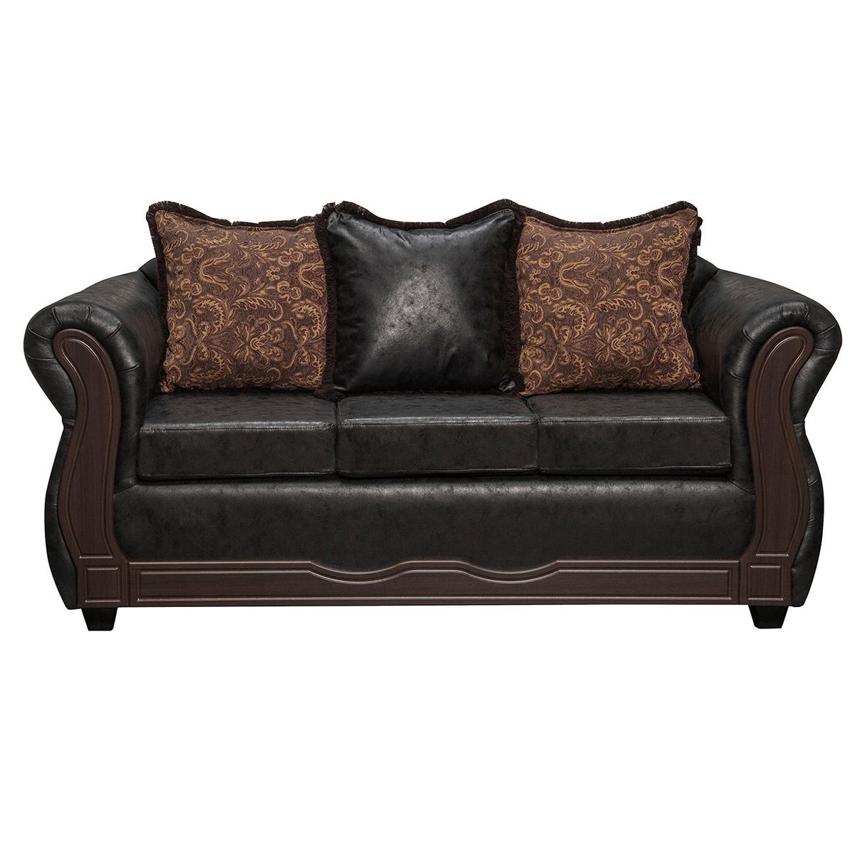 BLACK FACTORY - Sofá 3 Cuerpos Sofia PU Negro