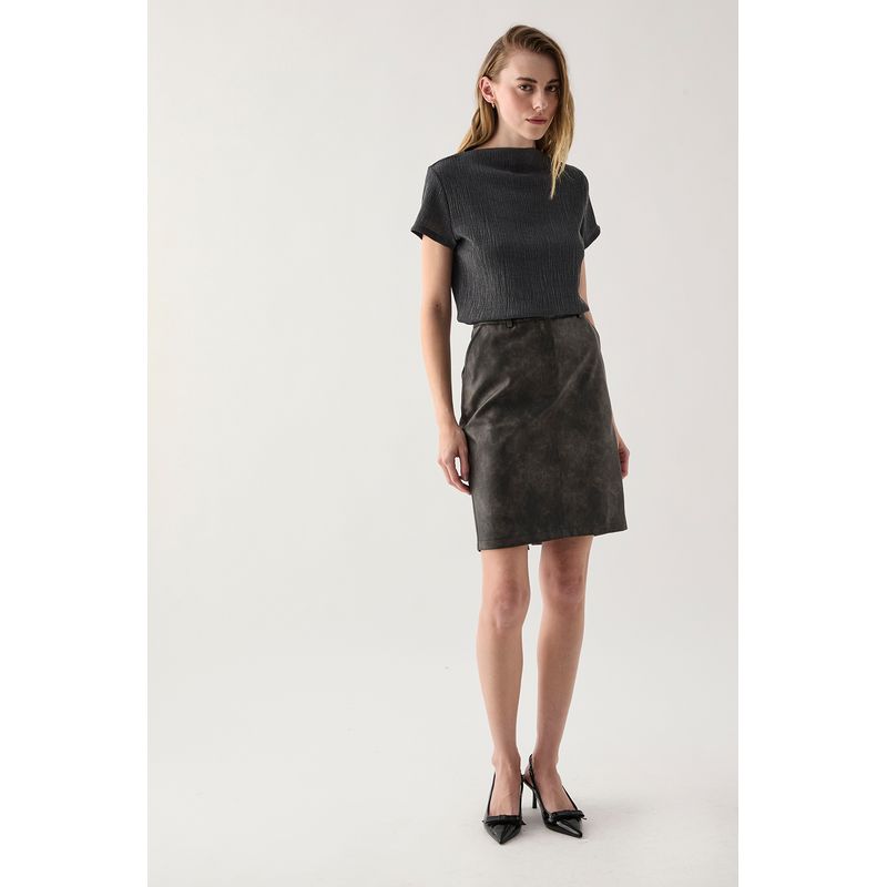 ASH - Polera Manga Corta Gris Marengo Mujer Ash