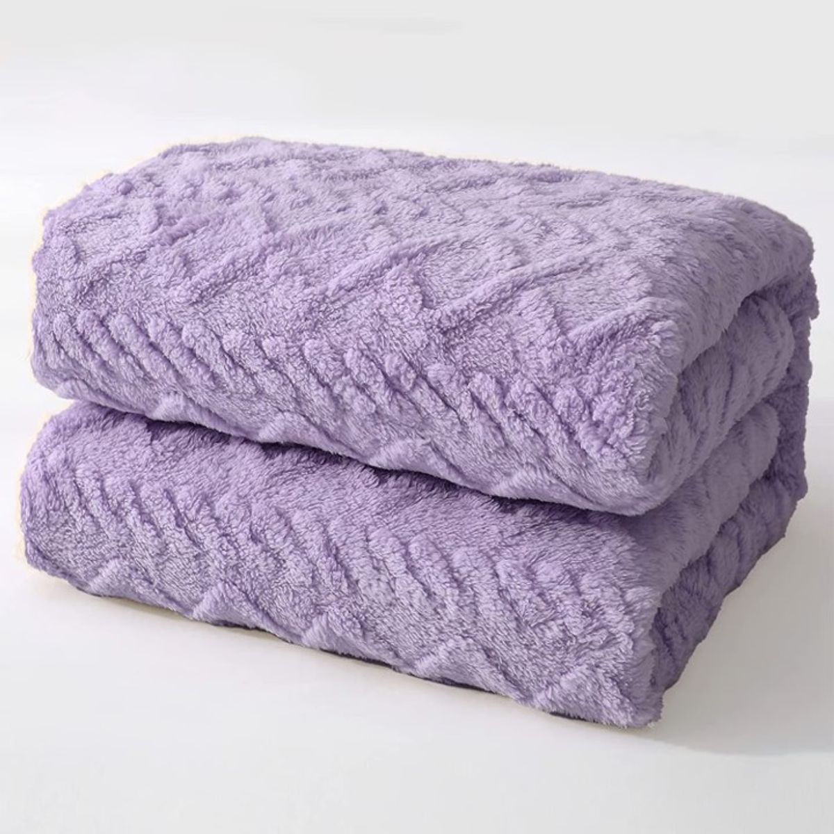 GENERICO - FRAZADA O MANTA TEXTURIZADA UNICOLOR LILA 2 PLAZAS RS