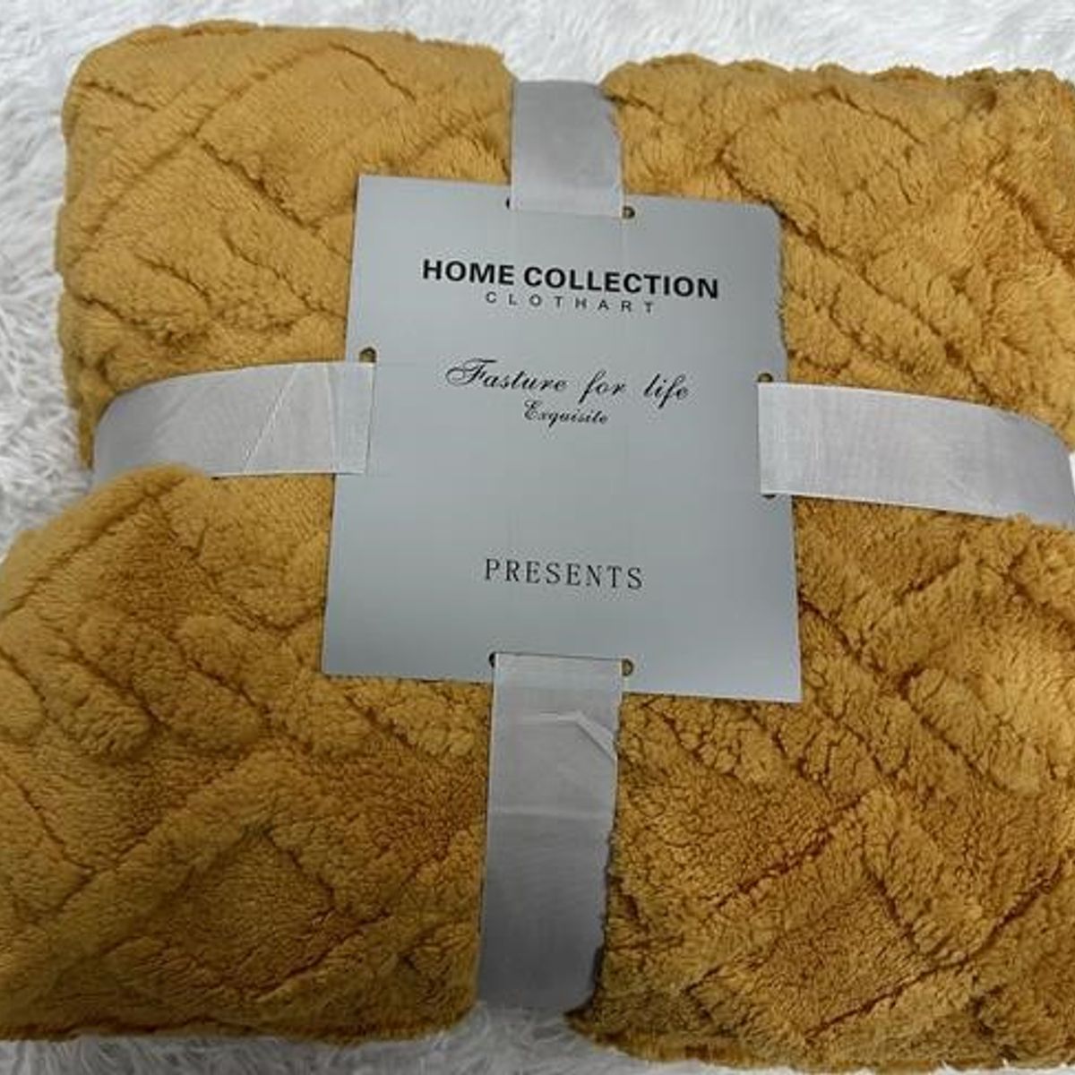 GENERICO - FRAZADA O MANTA TEXTURIZADA UNICOLOR MOSTAZA 2 PLAZAS RS