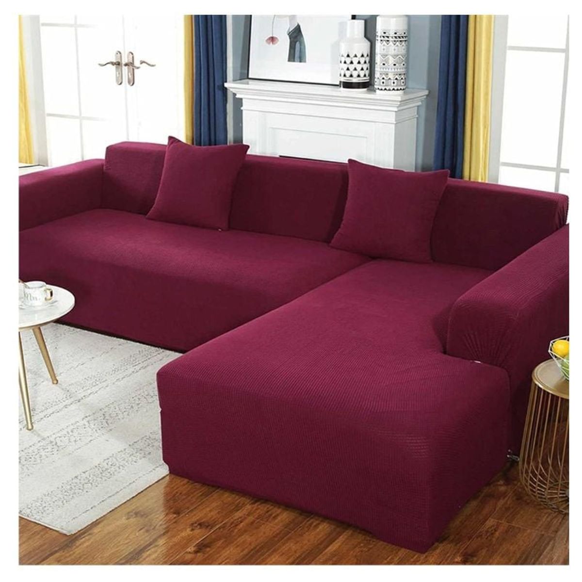 GENERICO - Funda Cubre Sillón Sofá Tipo L 4+3 Cuerpo Cuadrille