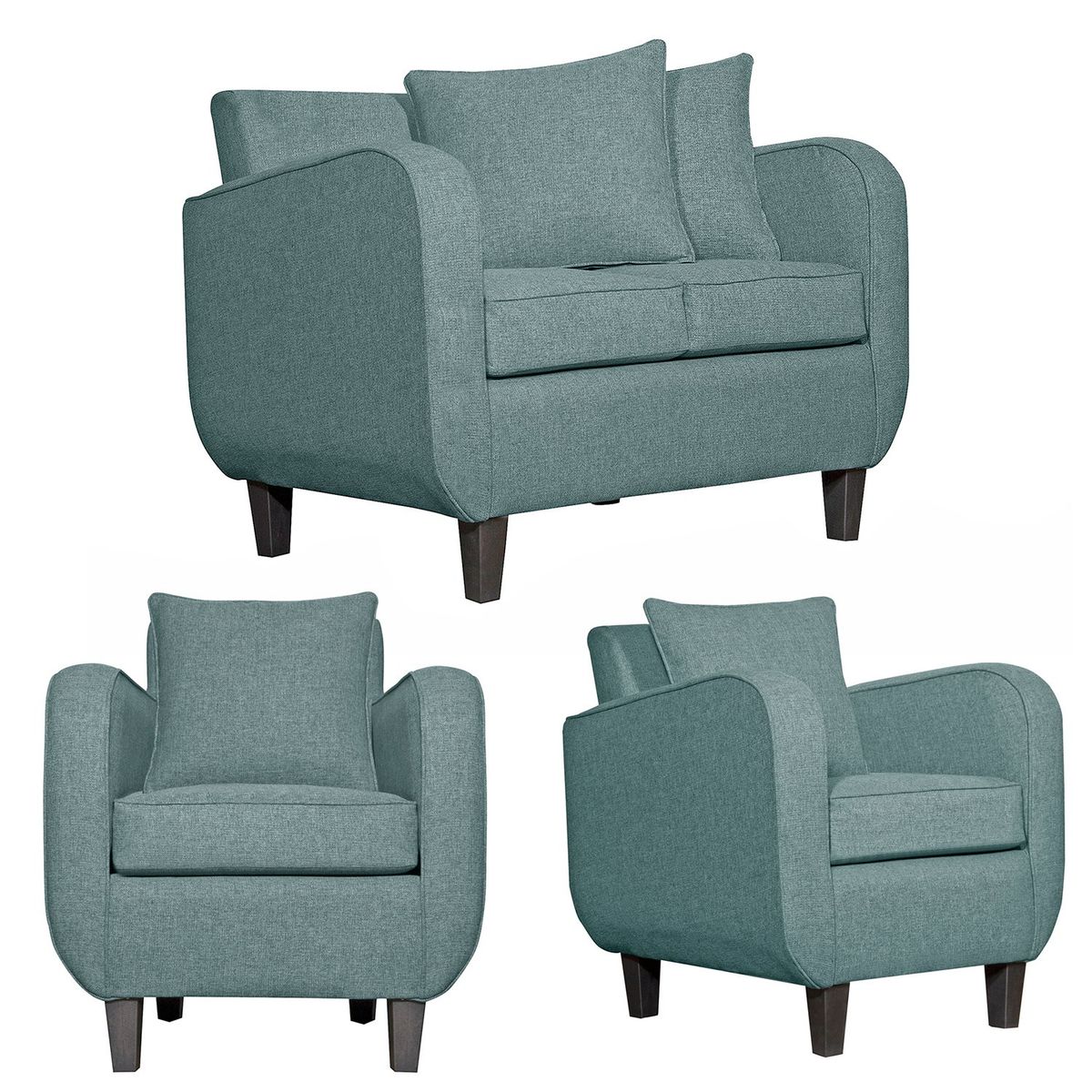 RUZAM MOBEL - JUEGO DE LIVING 2-1-1 CRONOS VERDE AGUA