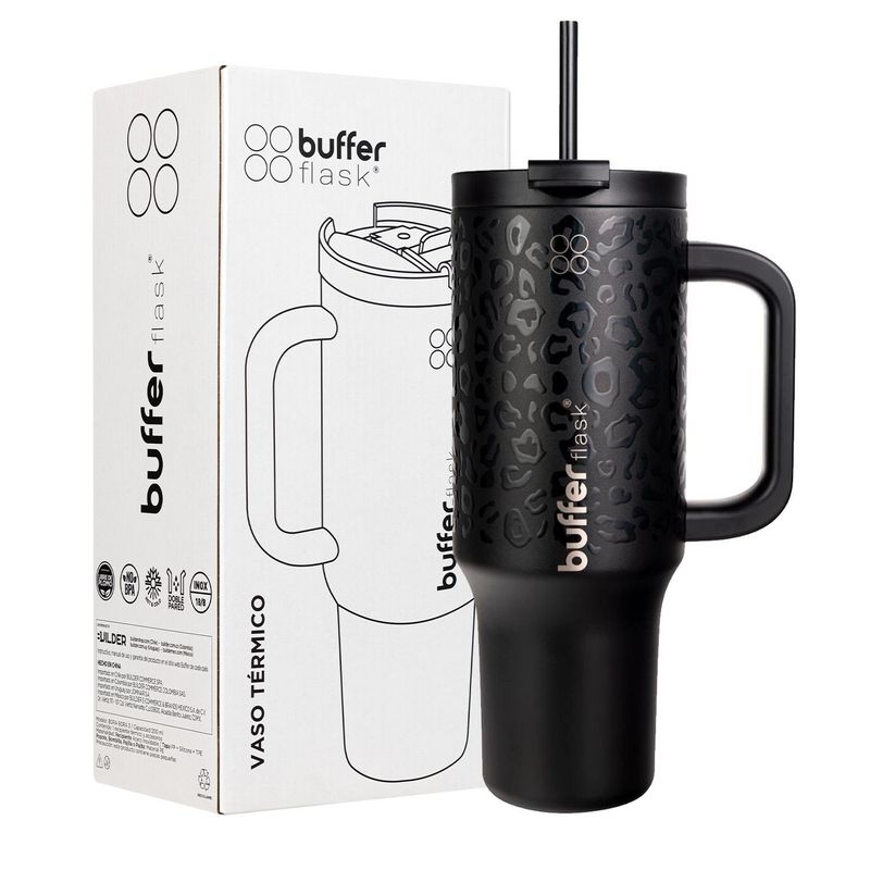 BUFFER FLASK - Vaso Termico Frio y Calor Termo Mug Buffer 1200Lt Inoxidable - Negro