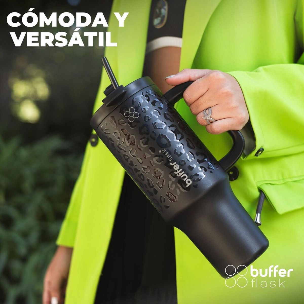 BUFFER FLASK - Vaso Termico Frio y Calor Termo Mug Buffer 1200Lt Inoxidable - Negro