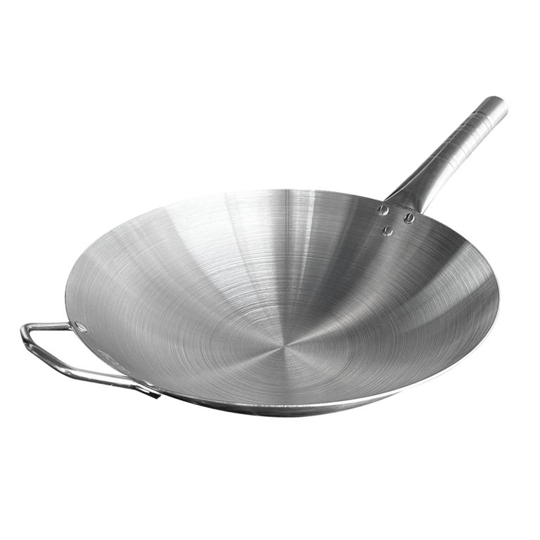 Wok Acero Inox Con Mango Y Aza 40 Cm.