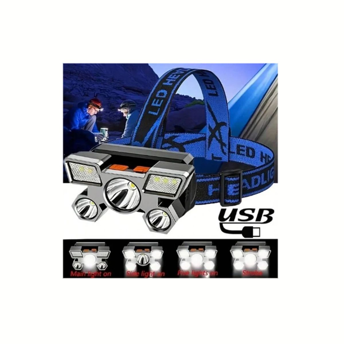 GENERICO - LAMPARA DE CABEZA RECARGABLE HEAD LAMP ILUMINACION