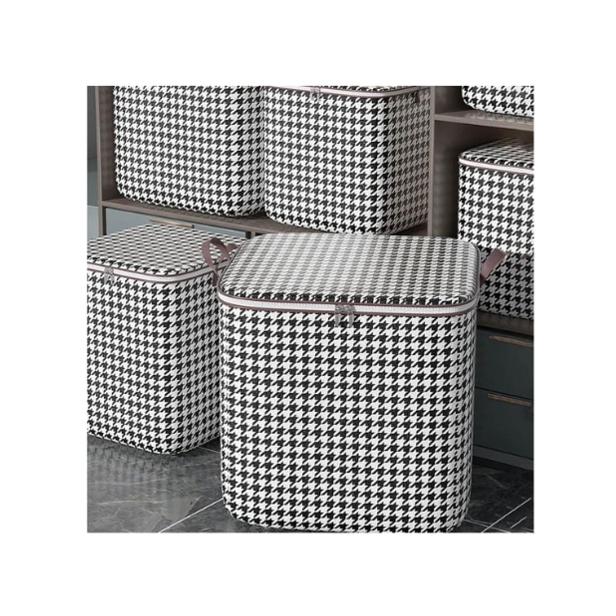 GENERICO - Pack 3 unidades Bolsas de almacenamiento Houndstooth 180 L
