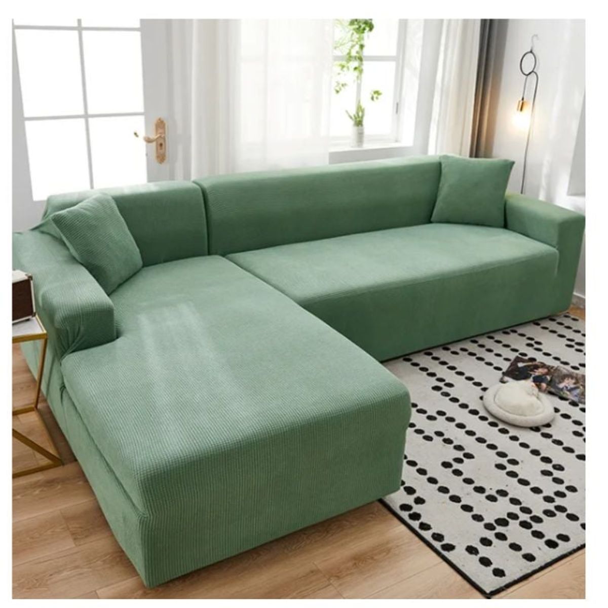 GENERICO - Funda Cubre Sillón Sofá Tipo L 4+3 Cuerpo Cuadrille