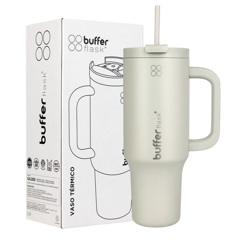 BUFFER FLASK - Vaso Termico Frio y Calor Termo Mug Buffer 1200Lt Inoxidable - Crema