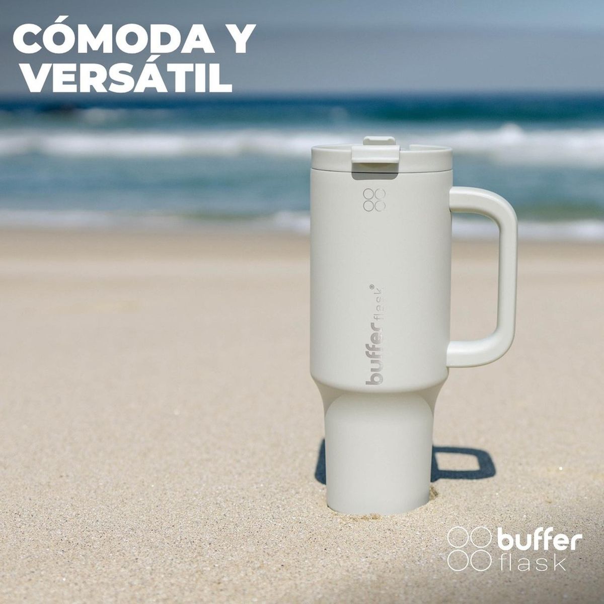 BUFFER FLASK - Vaso Termico Frio y Calor Termo Mug Buffer 1200Lt Inoxidable - Crema