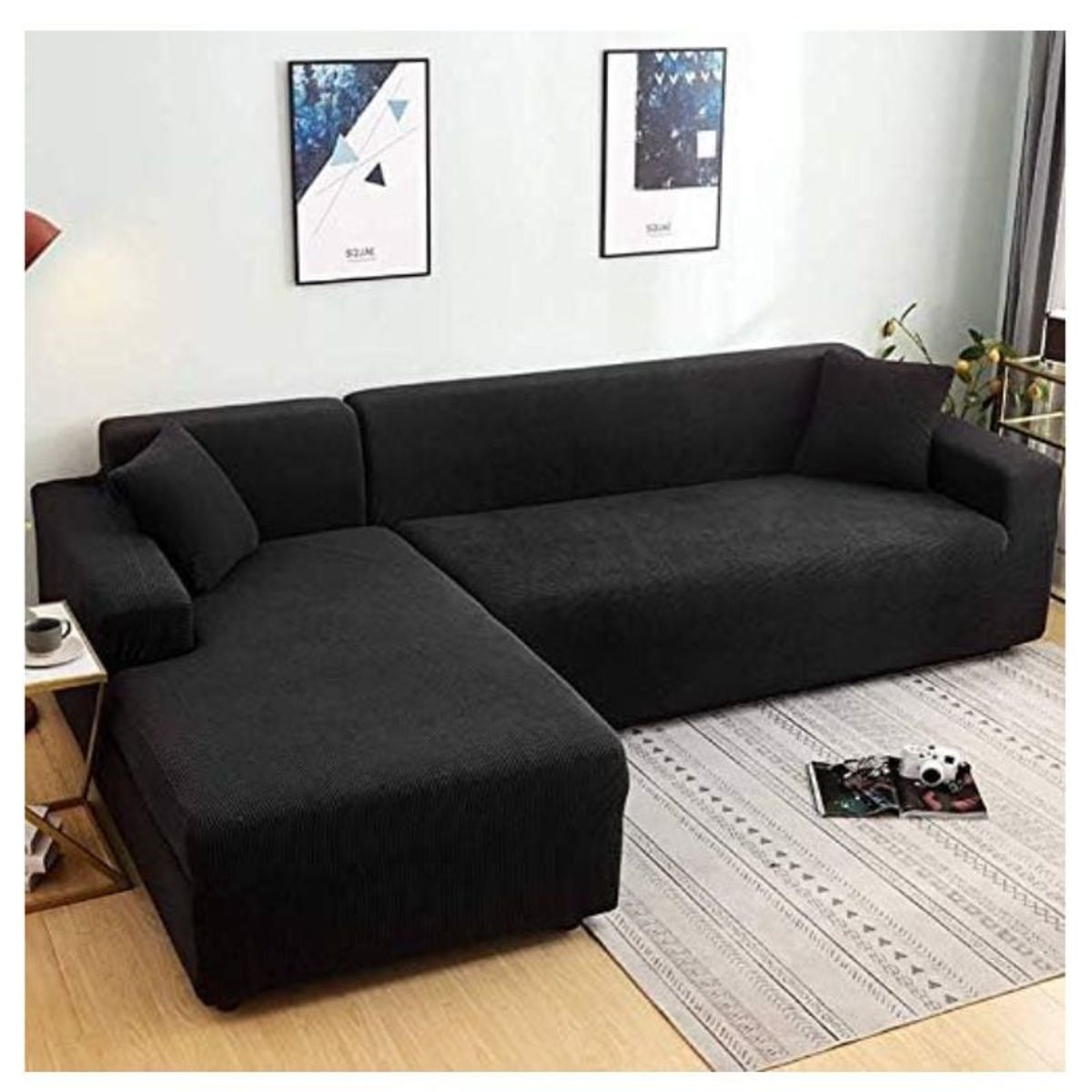 GENERICO - Funda Cubre Sillón Sofá Tipo L 4+3 Cuerpo Cuadrille