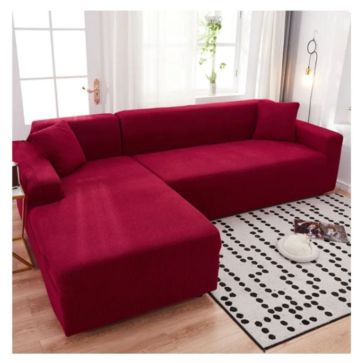 GENERICO - Funda Cubre Sillón Sofá Tipo L 4+3 Cuerpo Cuadrille