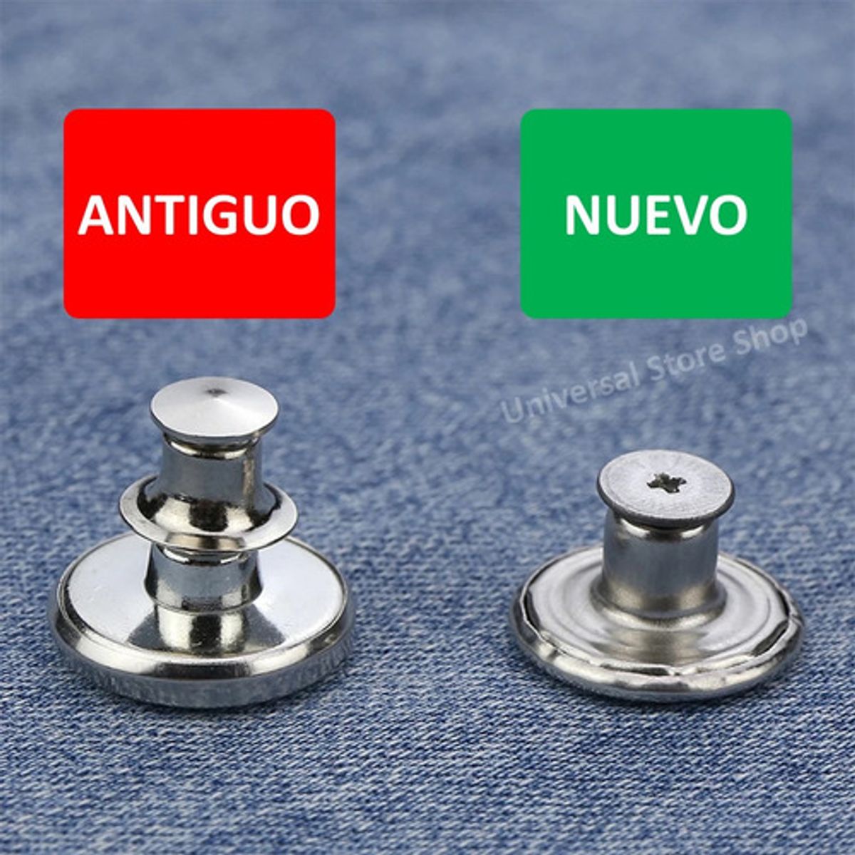 GENERICO - 50 Botón Vaquero Desmontable Pantalón Jeans Denim Metal 17mm