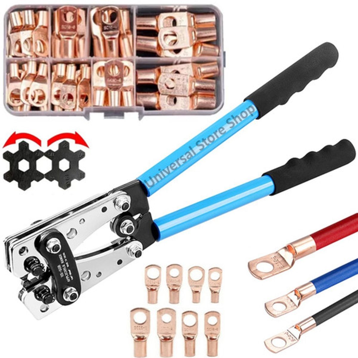 GENERICO - 61p Crimpeadora Alicate Prensa Trinquete Terminal Cobre