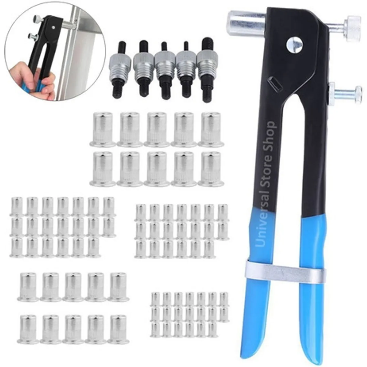 GENERICO - Kit Remachadora Tuerca 86 Piezas M3 A M8 Remache Ciego