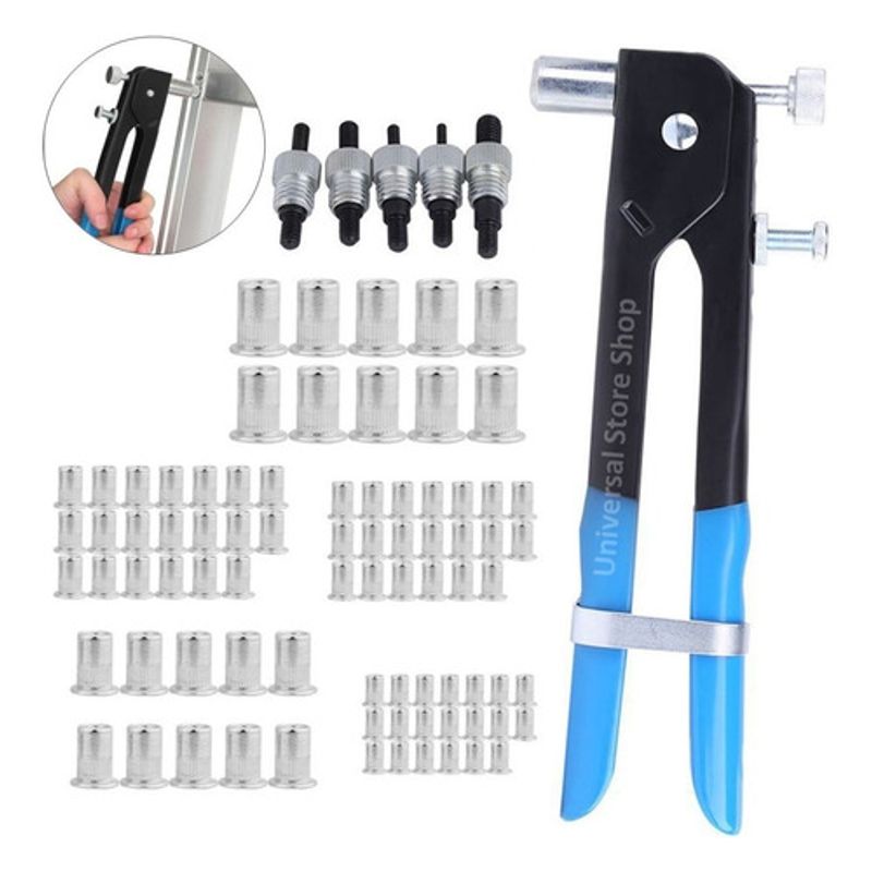 GENERICO - Kit Remachadora Tuerca 86 Piezas M3 A M8 Remache Ciego