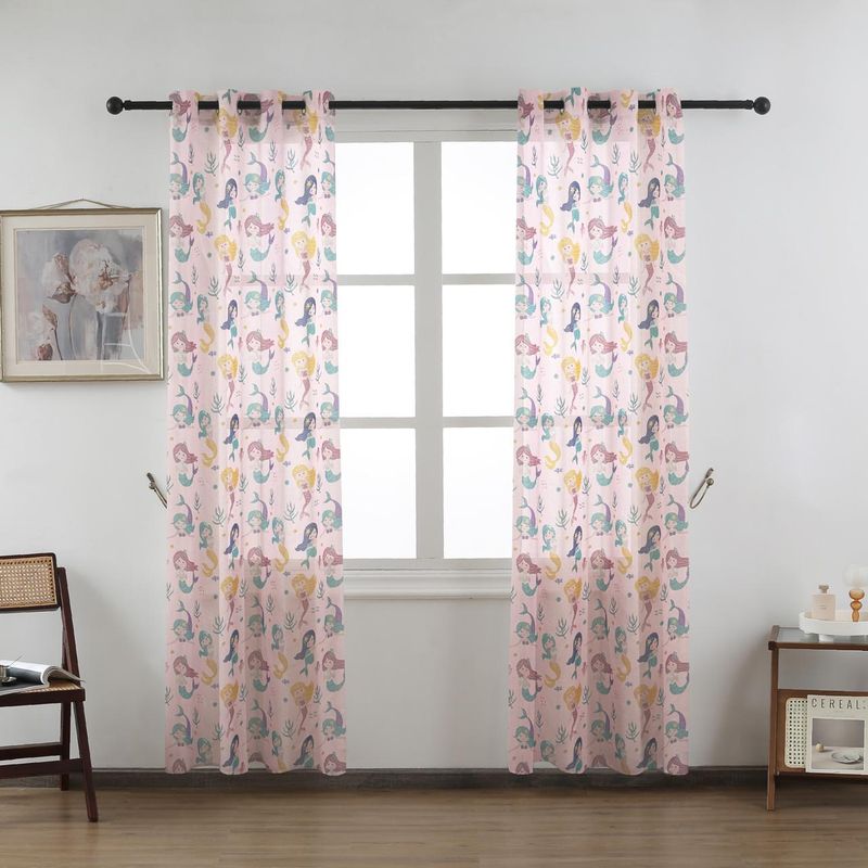GENERICO - Cortina Velo Visillo Bordado 140 x 230 cm 2 Paños - Sirenitas
