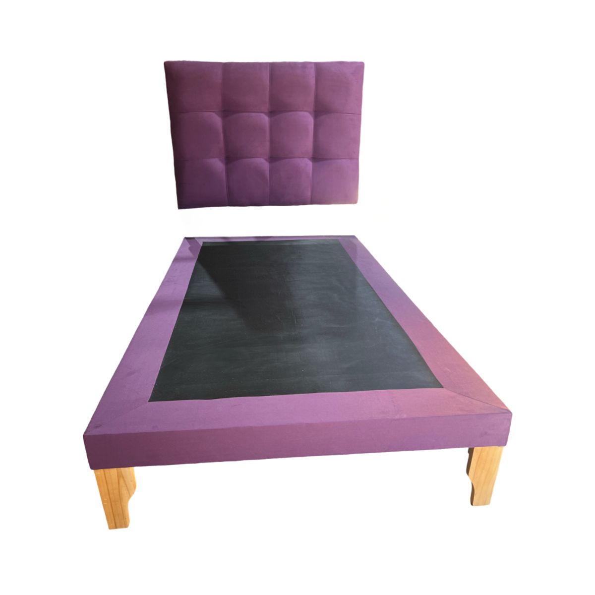 MUEBLES NEW - CAMA PLAZA Y MEDIA MORADO FELPA.