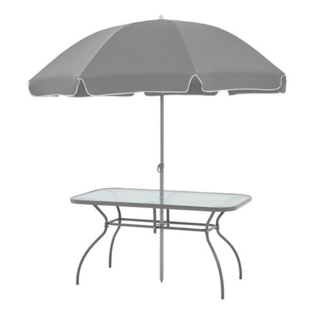 GENERICO - Juego Terraza 6 Sillas Gris Y Mesa Con Quitasol Bighouse