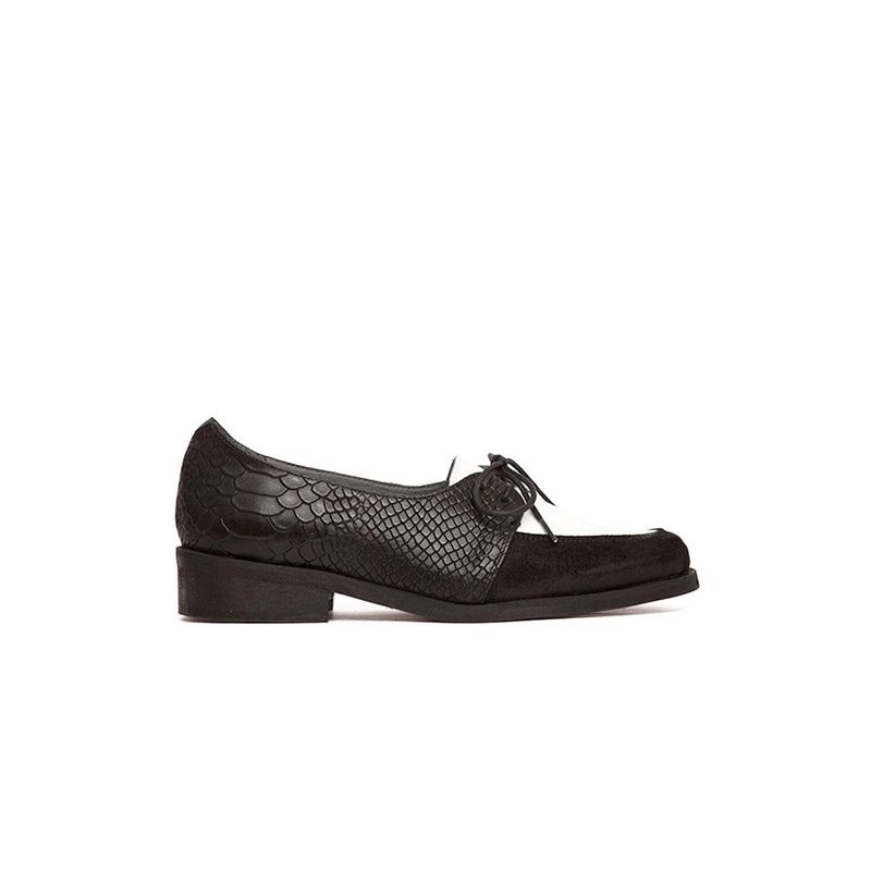GIANI DAFIRENZE - Zapato Mujer De Cuero Indira Blanco Negro C4.