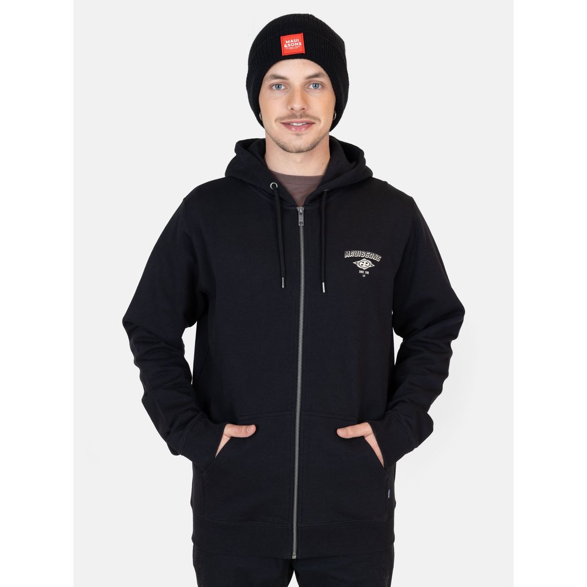 MAUI AND SONS - Poleron FZ Pacific Negro Hombre Maui And Sons