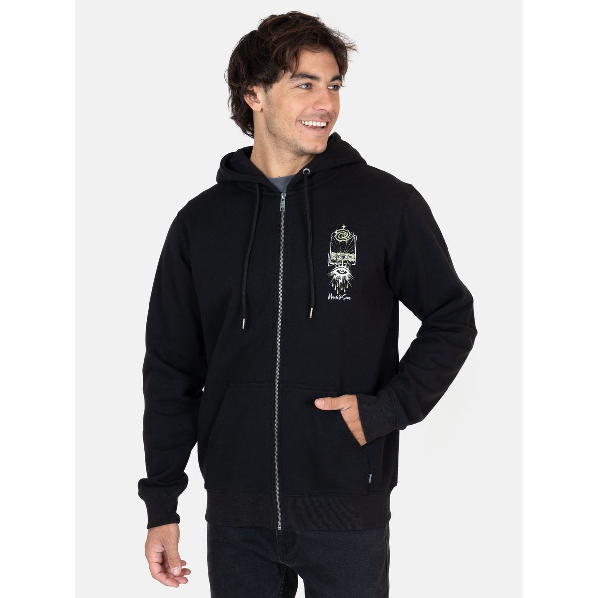 MAUI AND SONS - Poleron FZ Wave Negro Hombre Maui And Sons