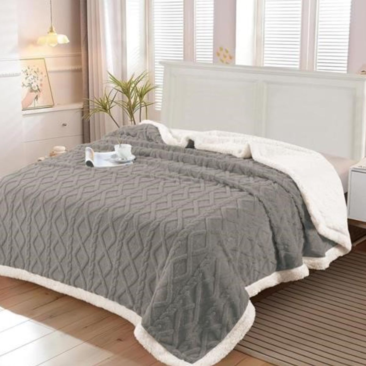 GENERICO - Frazada Trenzada con Chiporro de 2 plazas