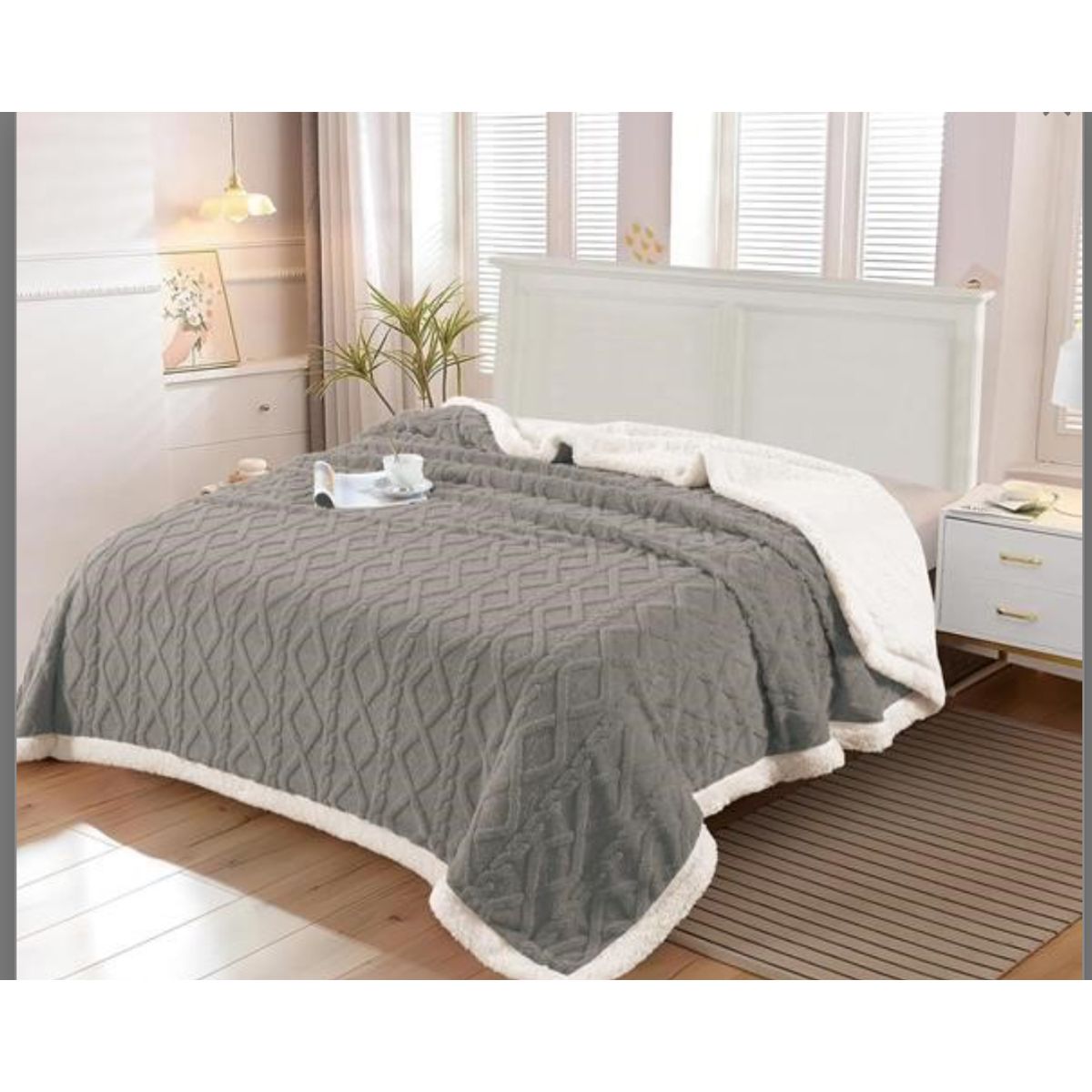 GENERICO - Frazada Trenzada con Chiporro de 2 plazas