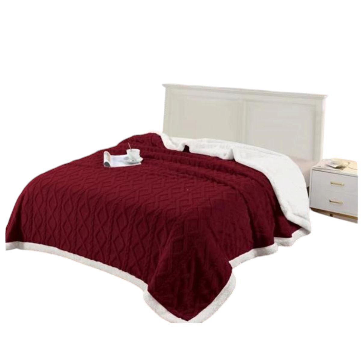 GENERICO - Frazada Trenzada con Chiporro de 2 plazas