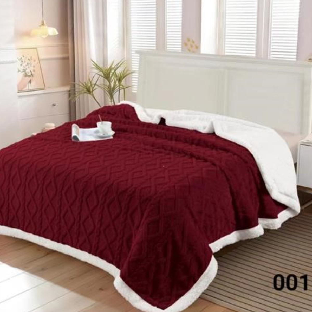 GENERICO - Frazada Trenzada con Chiporro de 2 plazas