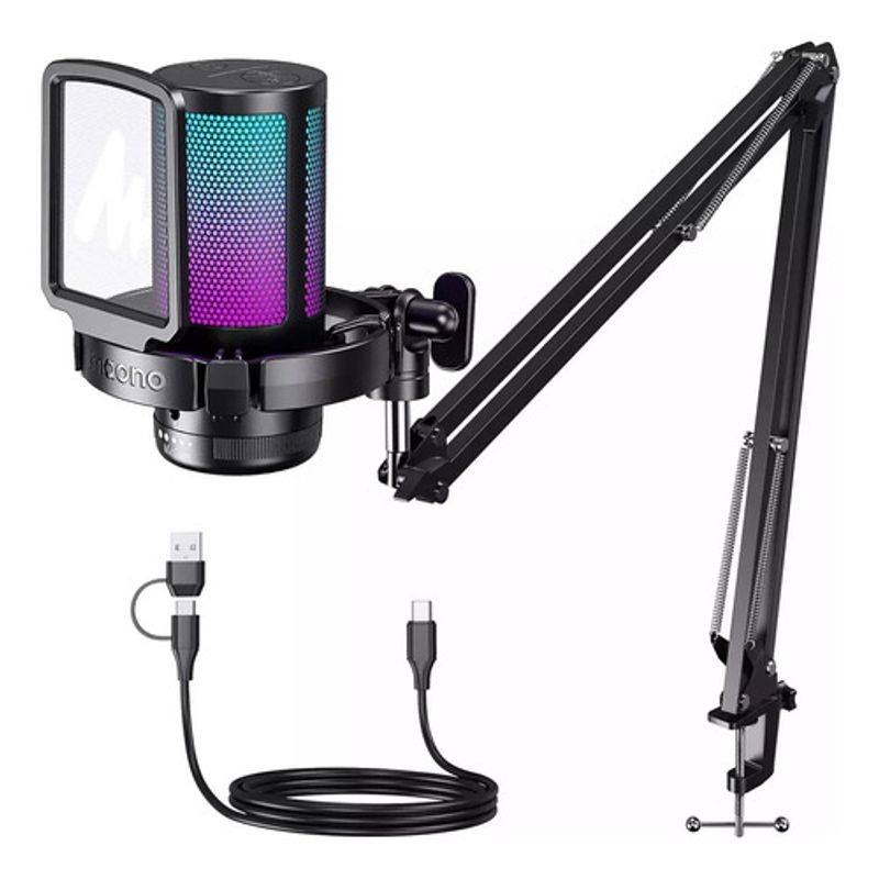 MAONO - Micrófono Usb Gamer Maono Dgm20s Condensador Con Brazo Rgb