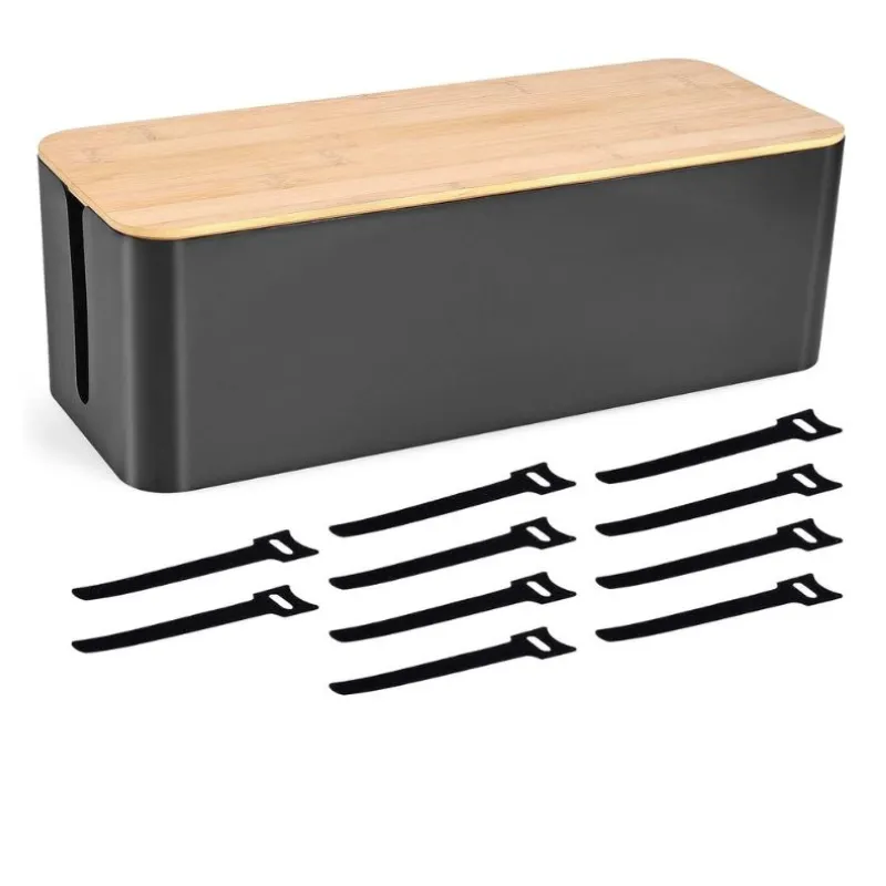 GENERICO - Caja Organizador Cables Escritorio + 10 Velcros asujetador cables