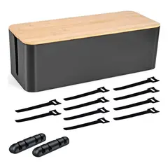 GENERICO - Caja Organizador Cables Escritorio + Velcros + Sujetador M