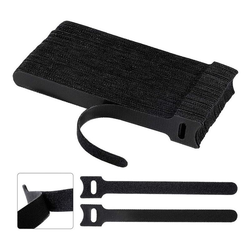 GENERICO - Velcro Amarra Cable organizador 15 X 12cm pack  50 unidades negro