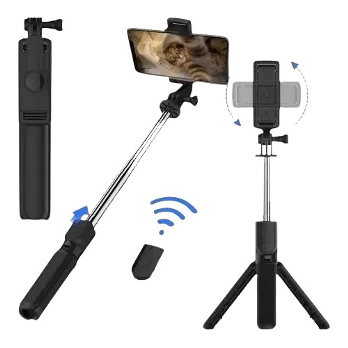 GENERICO - Kit Monopode Bluetooth Bastón Selfies + Tripode Tik Tok