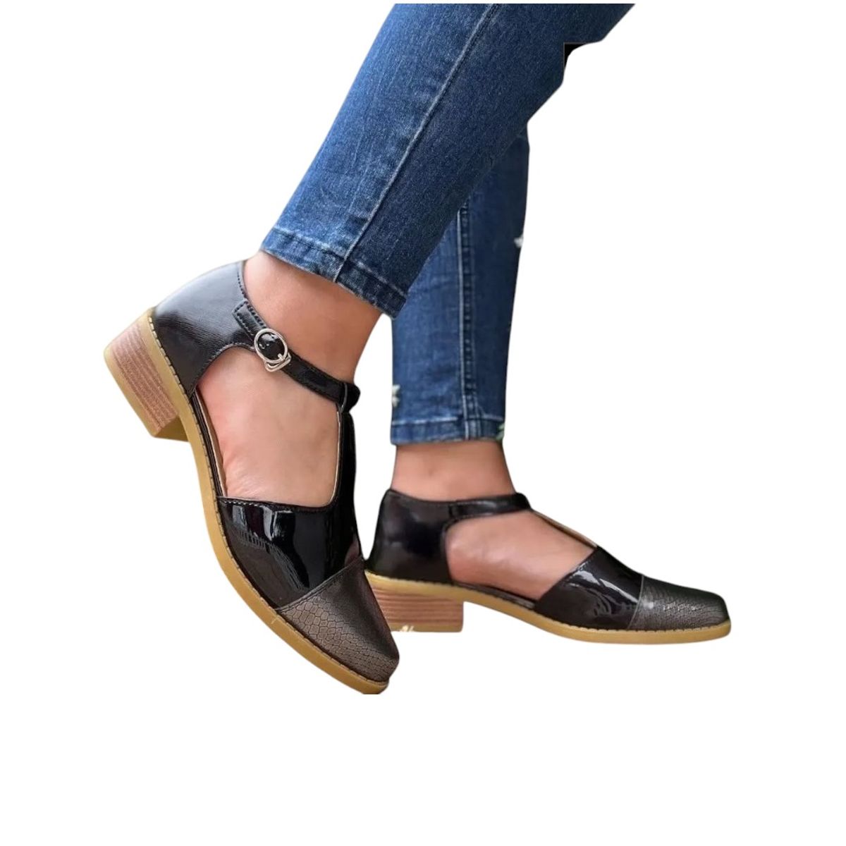 PAND G - Zapato Negro Charol Mujer
