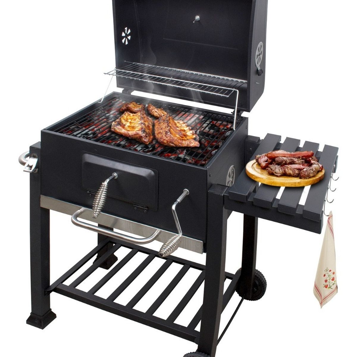 JARDIMEX - Asador A Carbon Con Bandeja Con Tapa.