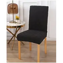 GENERICO - PACK 6 FUNDAS DE SILLAS DE COMEDOR DISEÑO TEXTURIZADO NEGRO