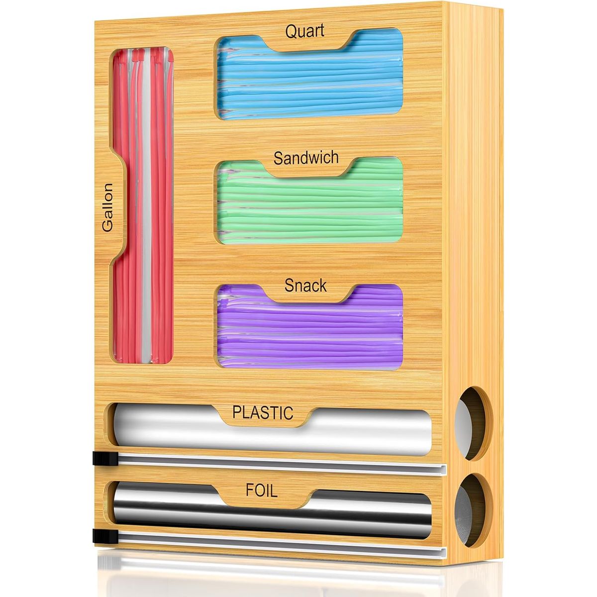 KUANGYE - Dispensador De Bag Y Envoltura 6 En 1 Organizador De Cajones