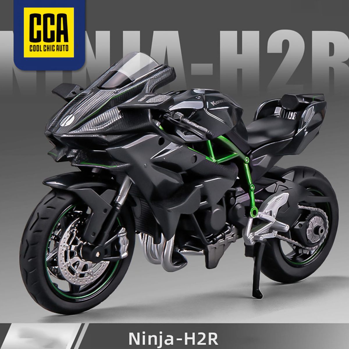 GENERICO - Moto Kawasaki Ninja H2R Colección negra escala 1 :12