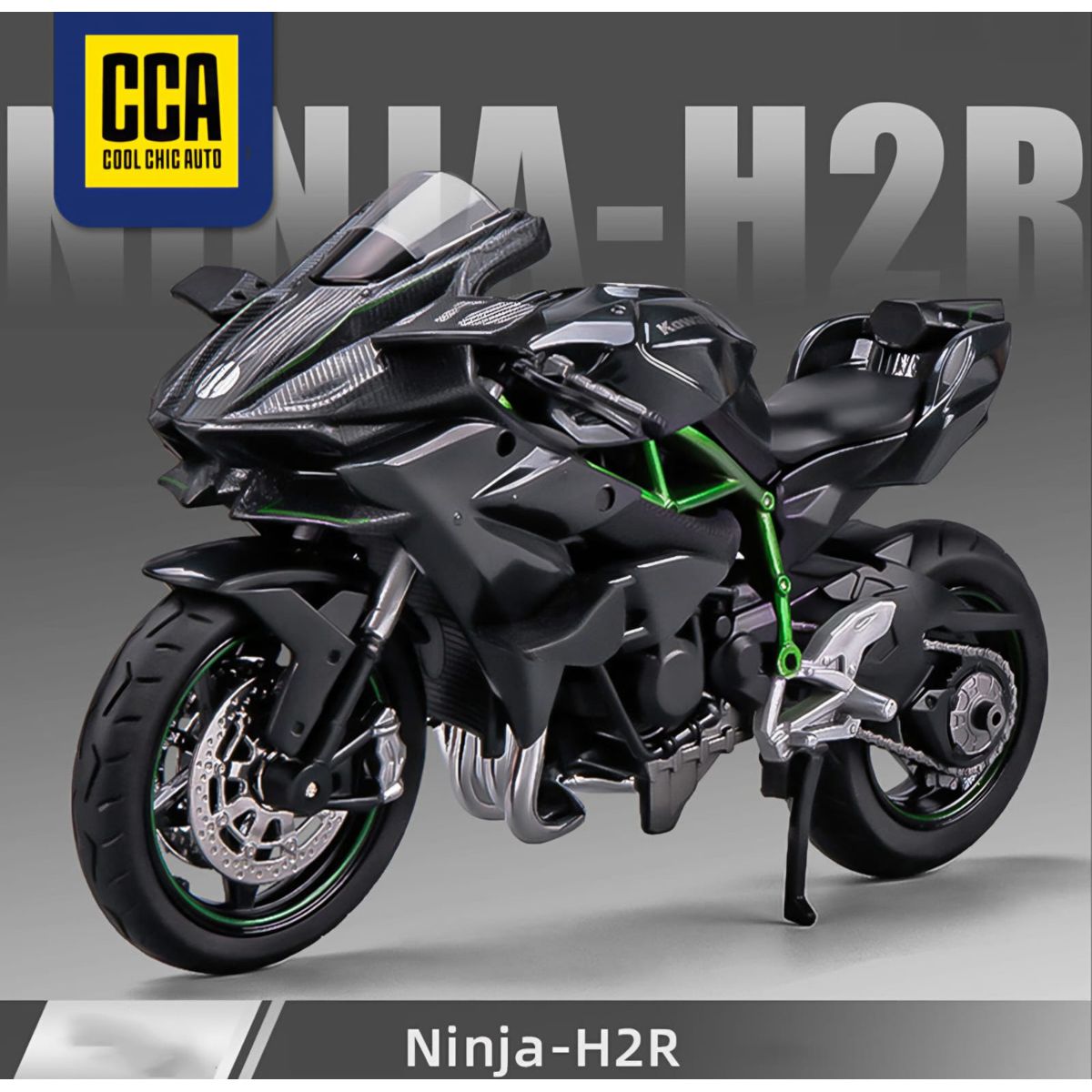 GENERICO - Moto Kawasaki Ninja H2R Colección negra escala 1 :12