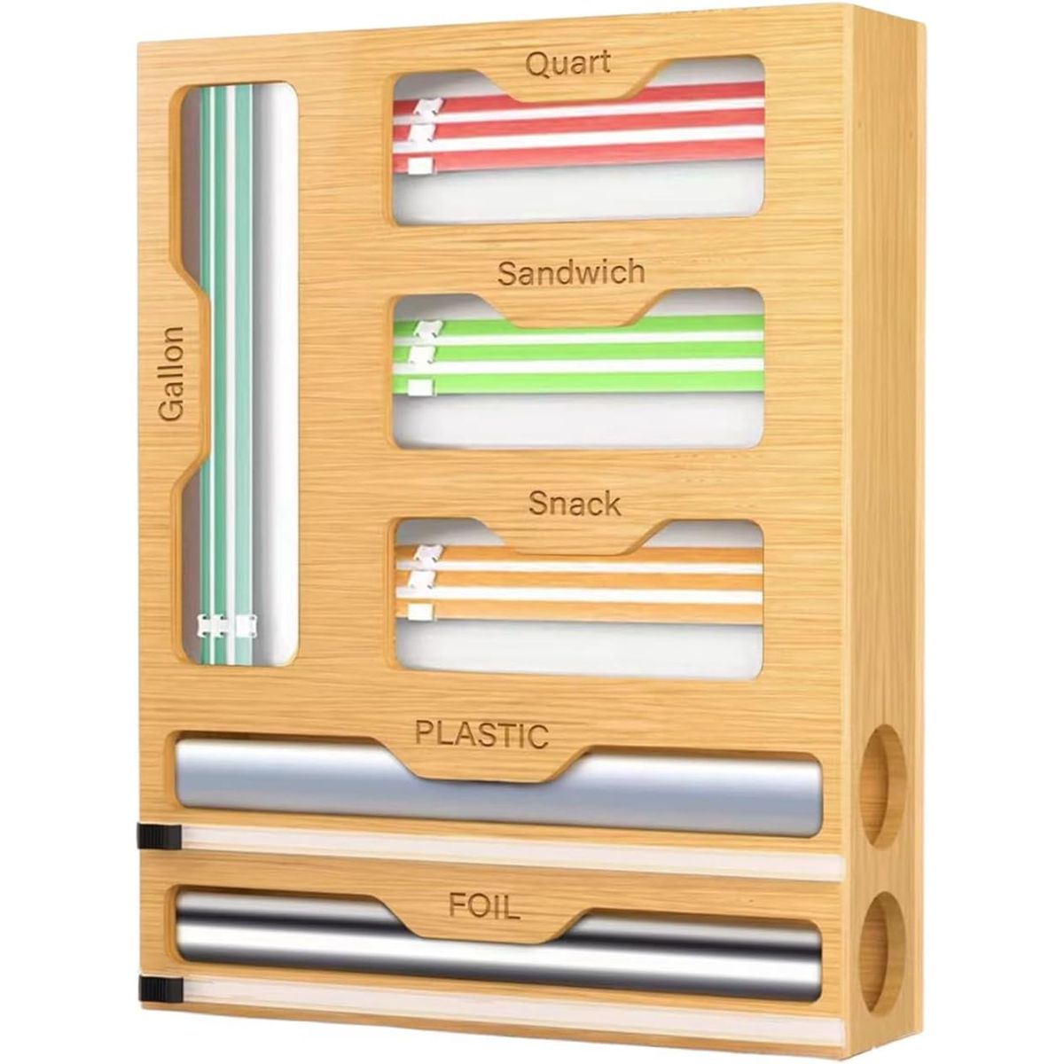 KUANGYE - Organizador De Bolsas Alumin Bambú 6 En 1