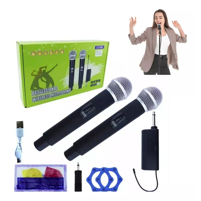 KUANGYE - 2 Pcs Microfono Inalambrico Con Pantalla Led Recargable