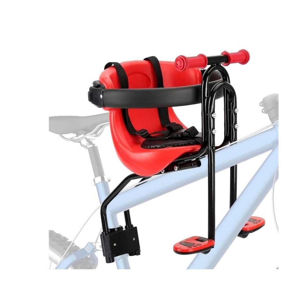 GENERICO - Silla Frontal Para Bicicleta Niños y Bebes Max 30kg Rojo