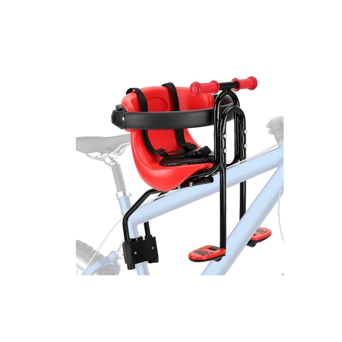 GENERICO - Silla Frontal Para Bicicleta Niños y Bebes Max 30kg Rojo