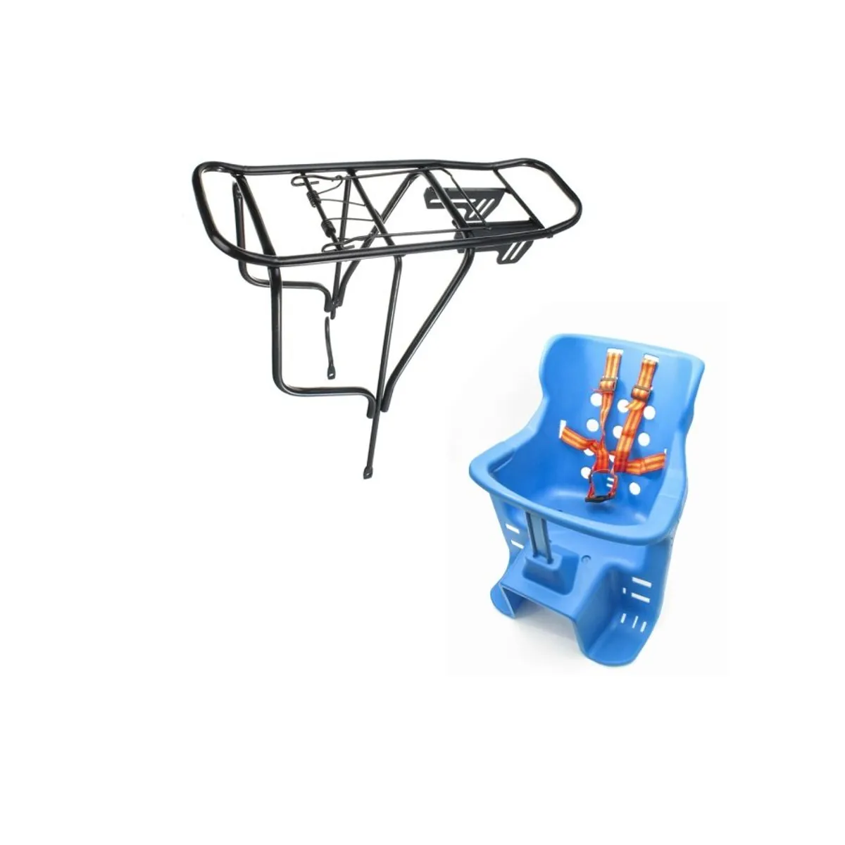 GENERICO - Silla Asiento De Bicicleta Para Bebe Niños + parrilla Azul