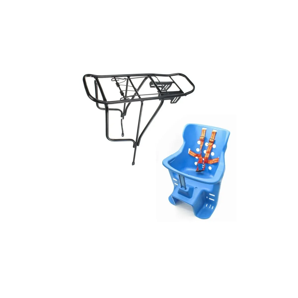 GENERICO - Silla Asiento De Bicicleta Para Bebe Niños + parrilla Azul